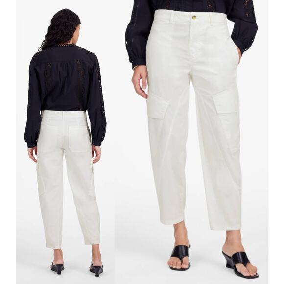Madewell | NWT The Barrel-Leg Utility Pant in Garment-Dyed Twill in White | Sz 6 - Picture 1 of 11